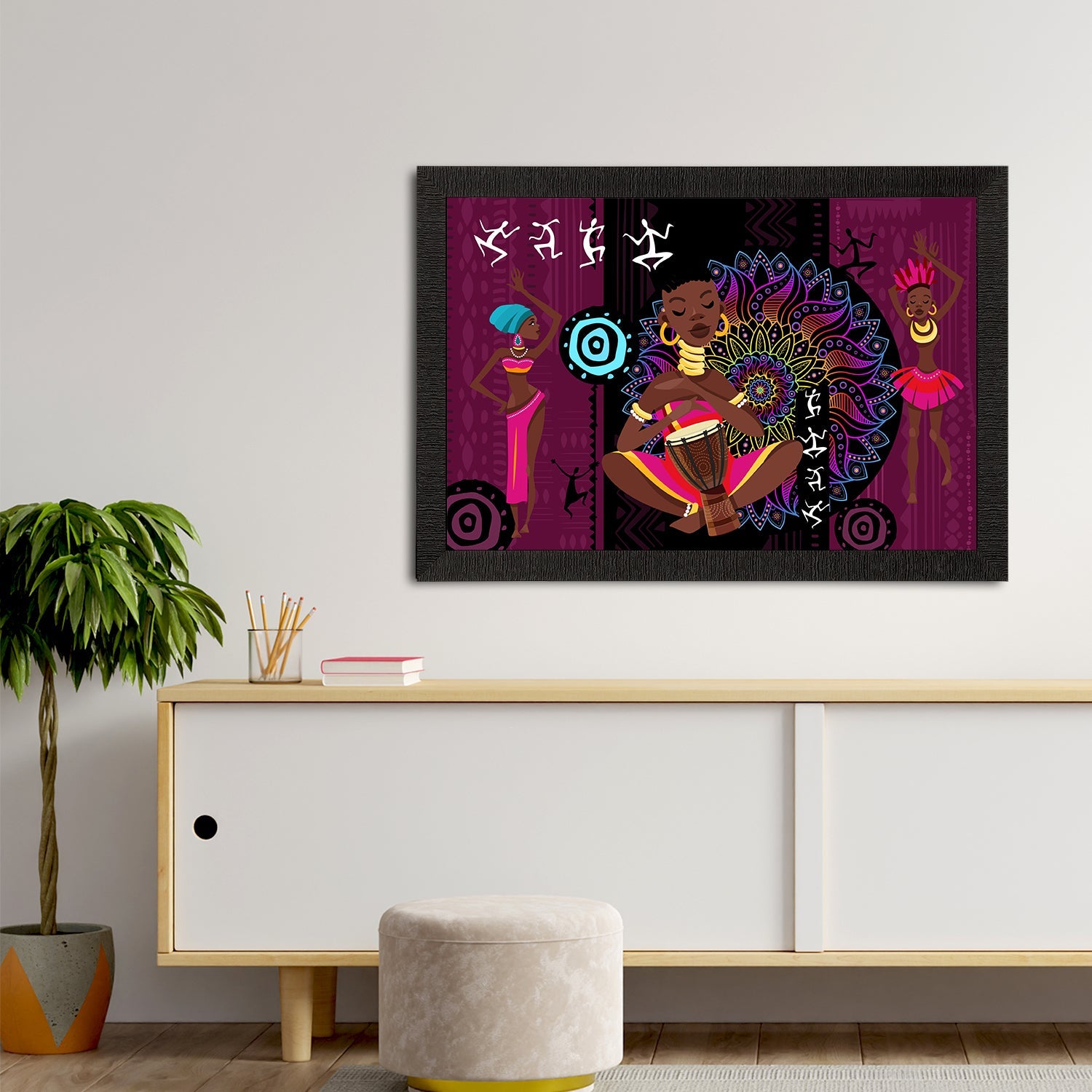 Tribal Theme Satin Matt Texture UV Art Painting Kafalo