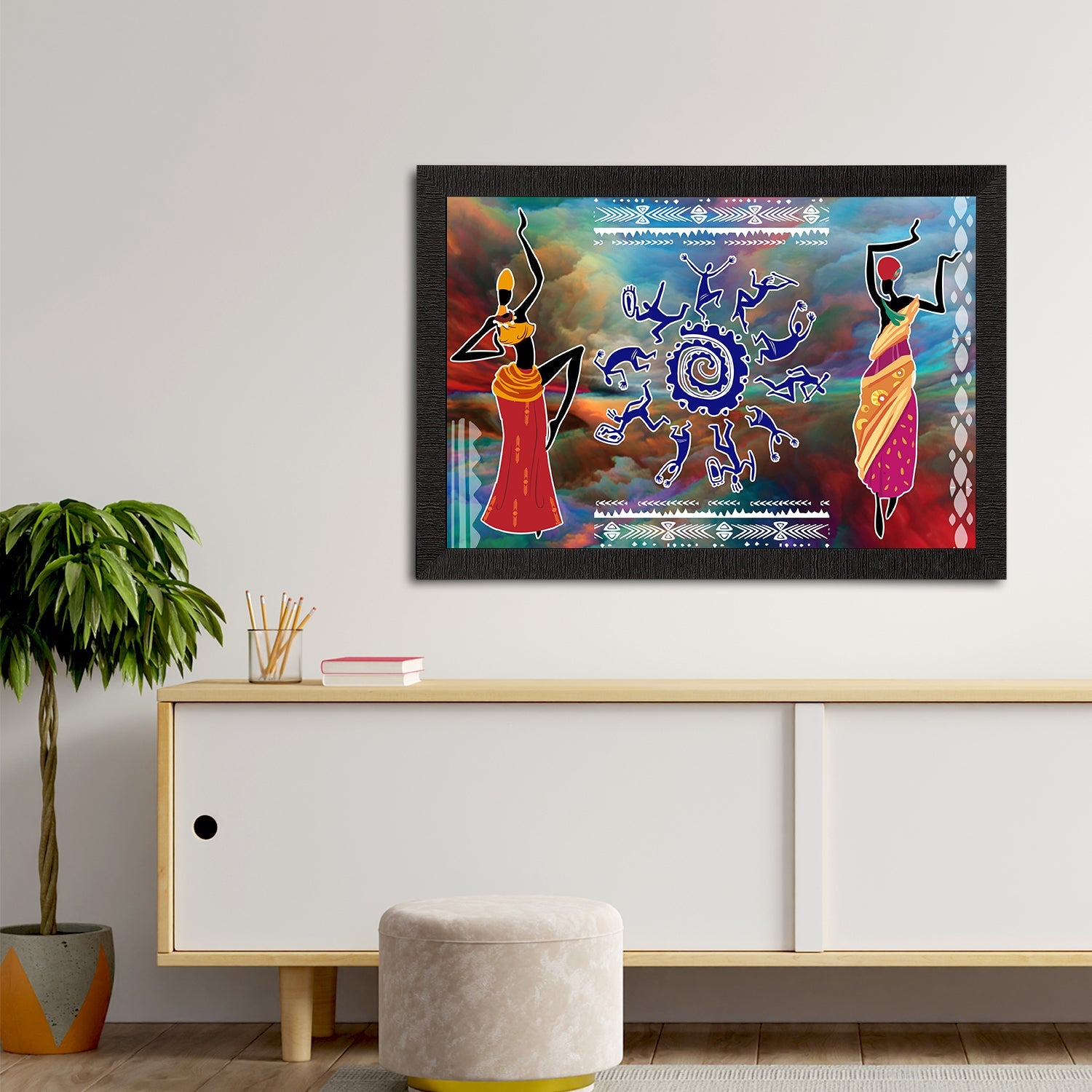Tribal Theme Satin Matt Texture UV Art Painting Kafalo