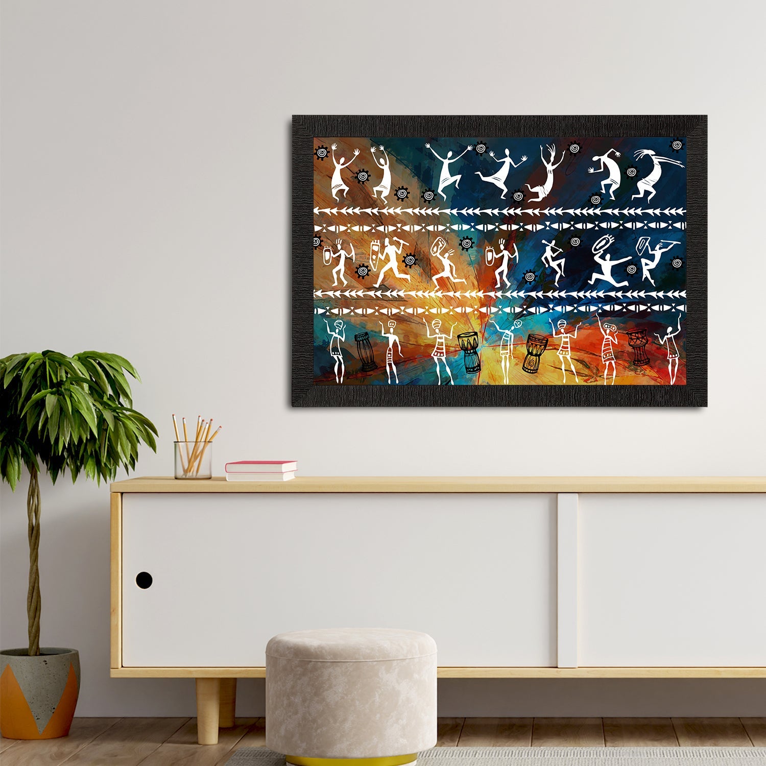 Tribal Theme Satin Matt Texture UV Art Painting Kafalo
