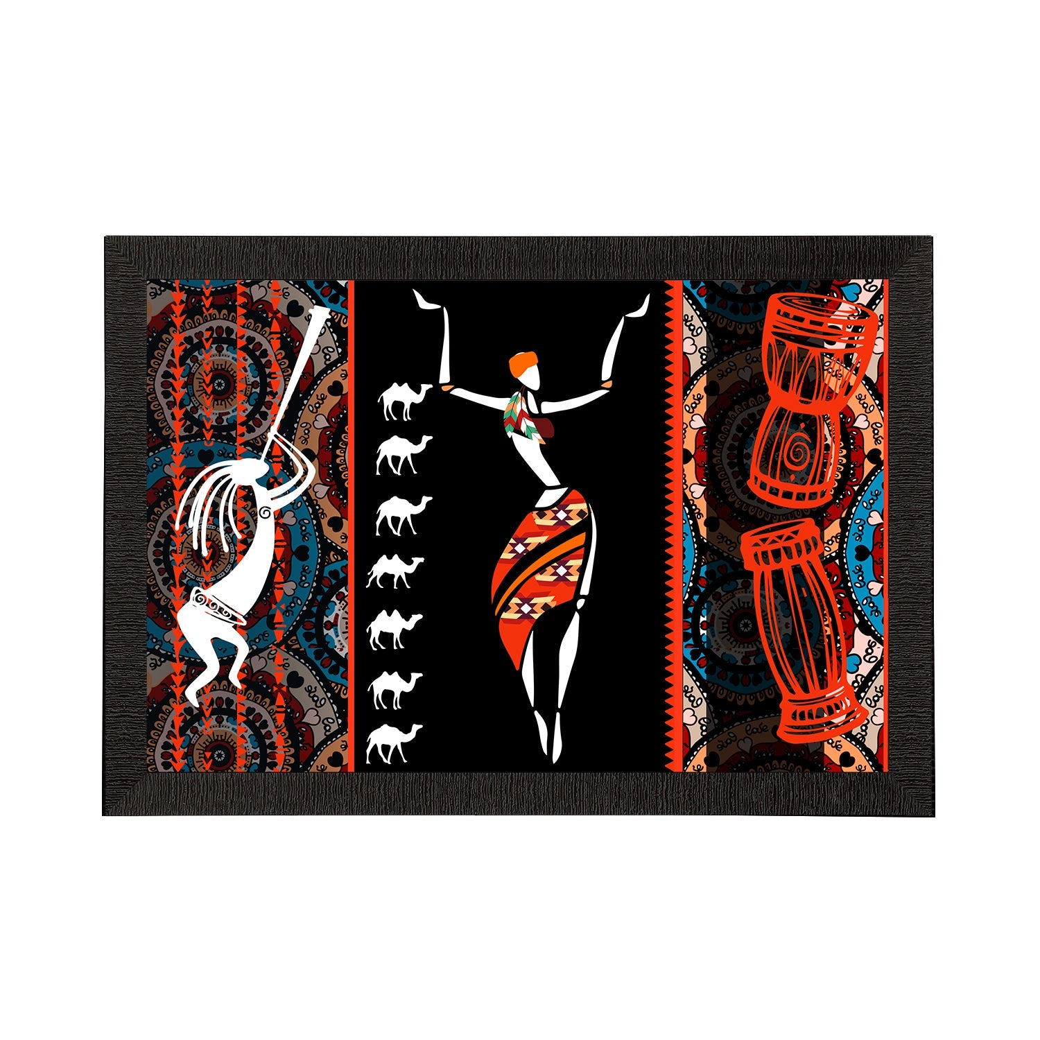 Tribal Theme Satin Matt Texture UV Art Painting Kafalo