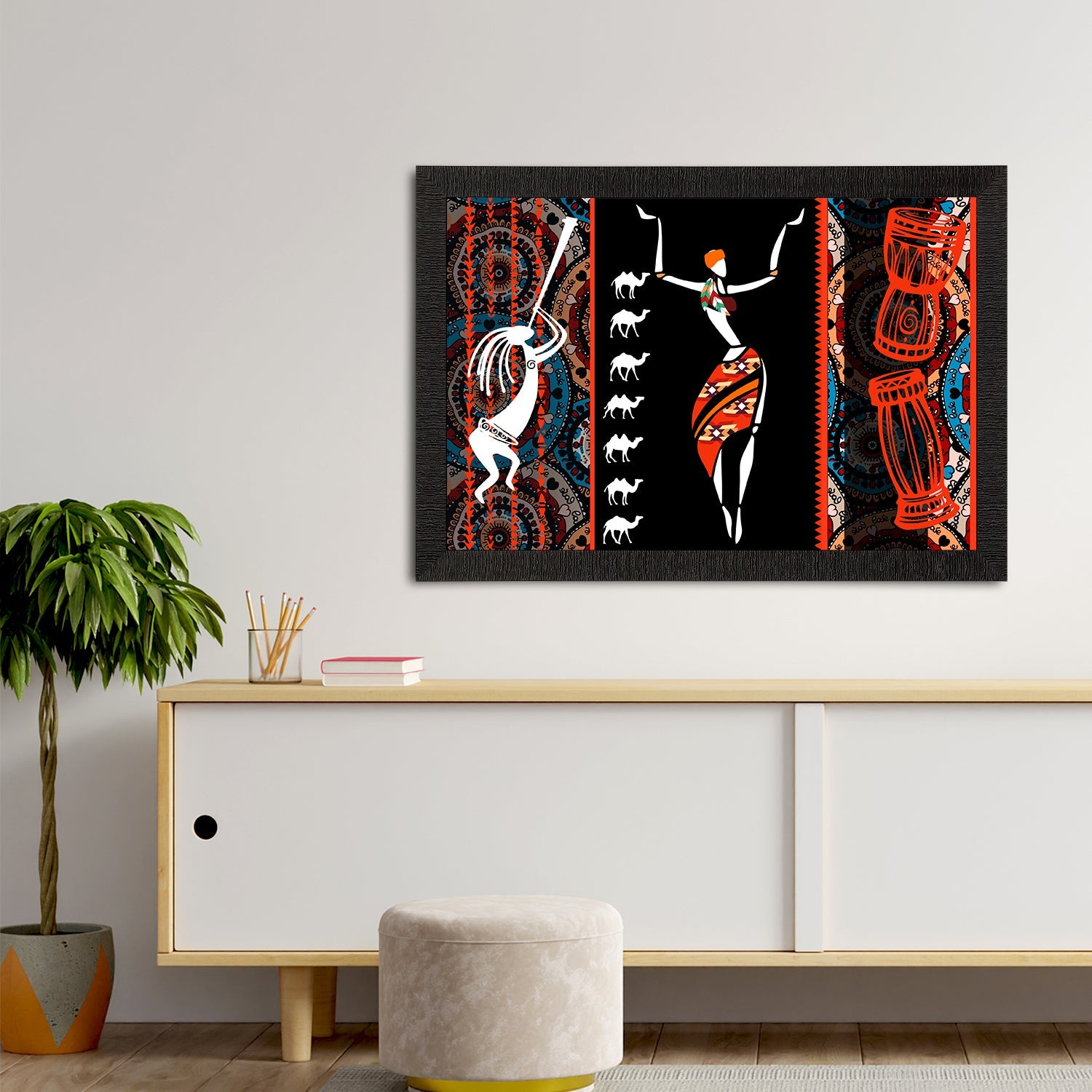 Tribal Theme Satin Matt Texture UV Art Painting Kafalo
