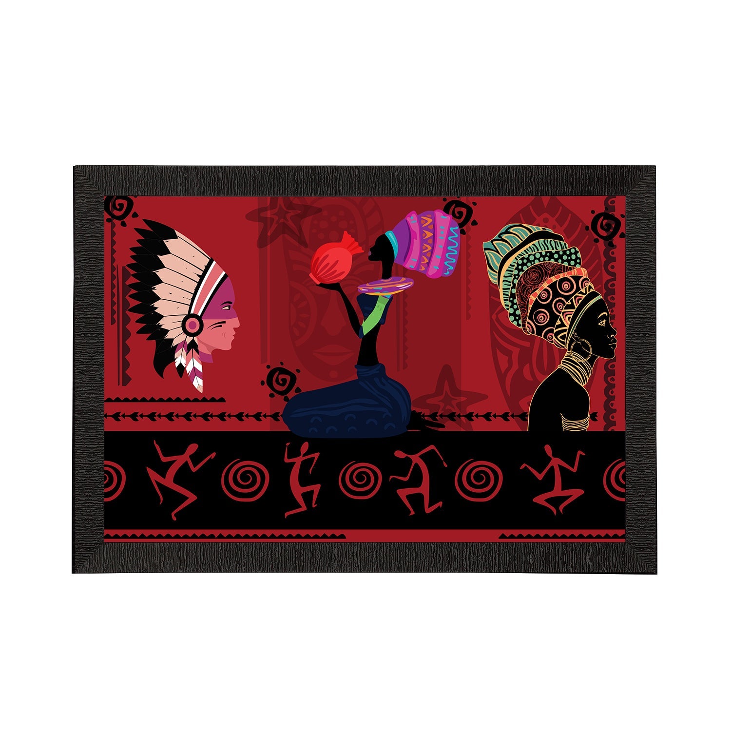 Tribal Theme Satin Matt Texture UV Art Painting Kafalo