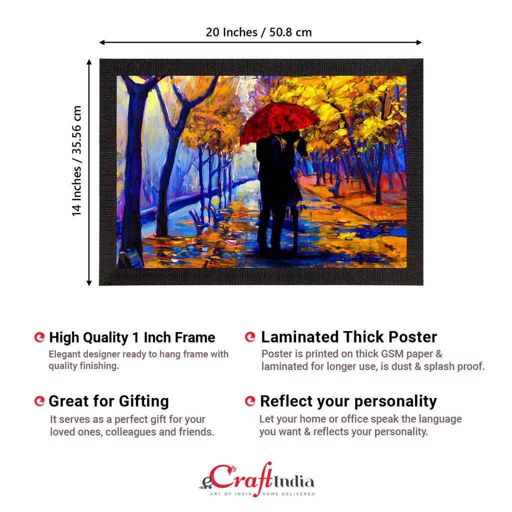 Romantic Couple Under Umbrella Love Theme Satin Matt Texture UV Art Painting Kafalo
