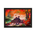 Romantic Couple Sitting on Bench Love Theme Satin Matt Texture UV Art Painting Kafalo