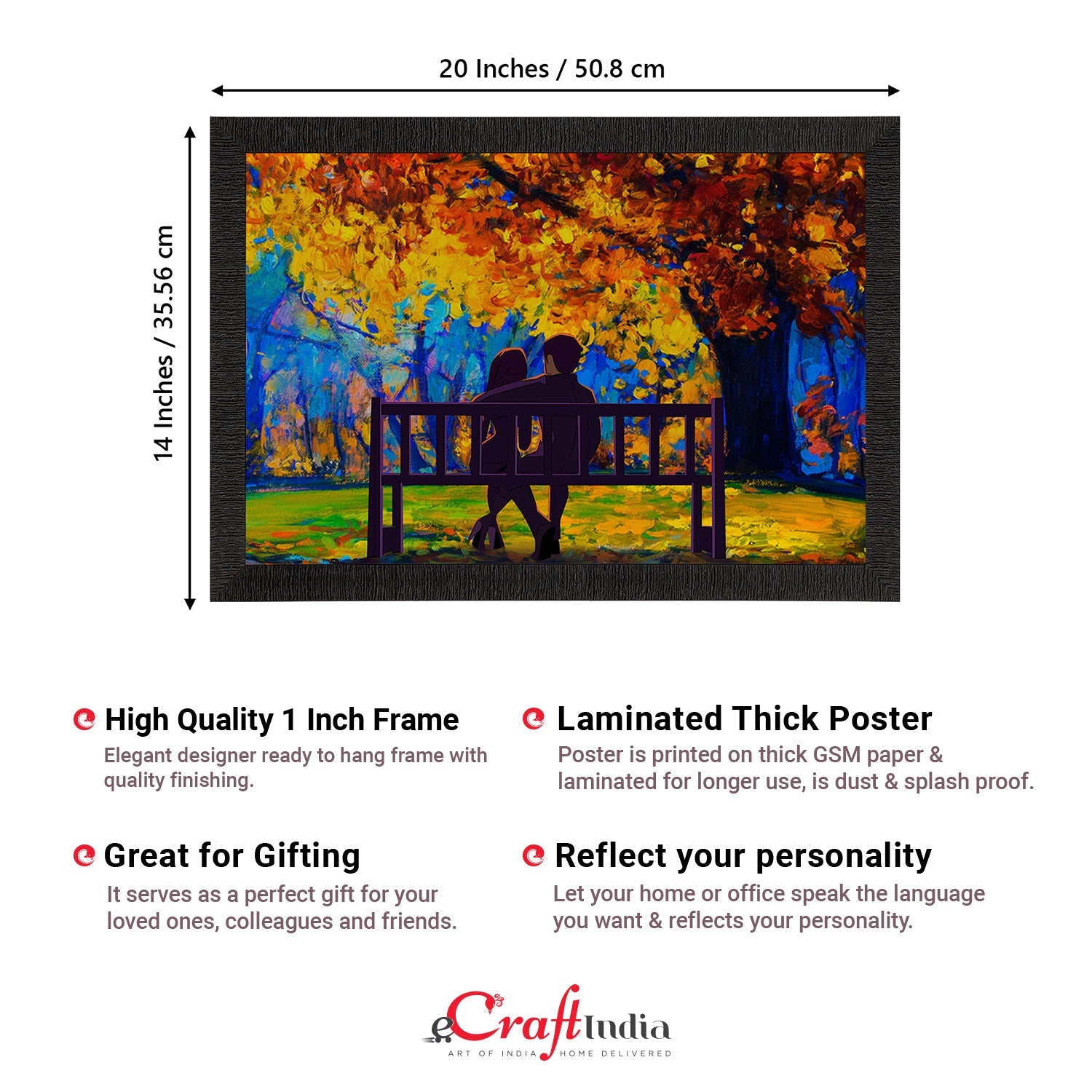 Romantic Couple Sitting on Bench Valentine Theme Satin Matt Texture UV Art Painting Kafalo
