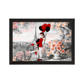 Kissing Romantic Couple In Front of Eiffel Tower Valentine Theme Satin Matt Texture UV Art Painting Kafalo
