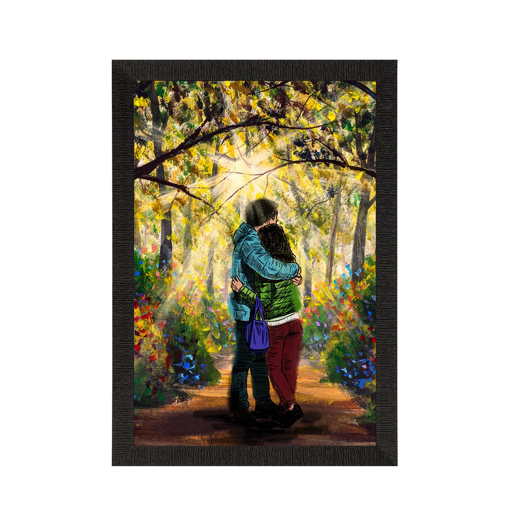 Romantic Couple Hugging Each Other Valentine Theme Satin Matt Texture UV Art Painting Kafalo