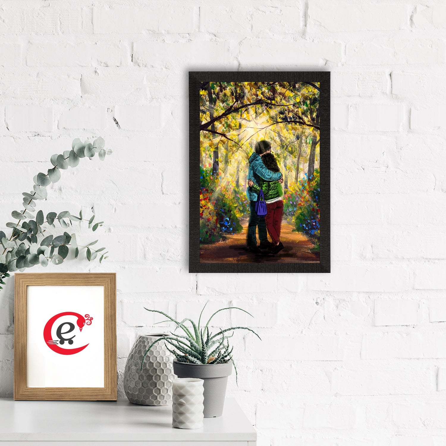 Romantic Couple Hugging Each Other Valentine Theme Satin Matt Texture UV Art Painting Kafalo