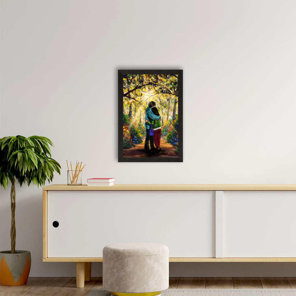 Romantic Couple Hugging Each Other Valentine Theme Satin Matt Texture UV Art Painting Kafalo