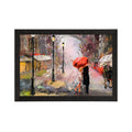 Romantic Couple Under Umbrella Love Theme Satin Matt Texture UV Art Painting Kafalo