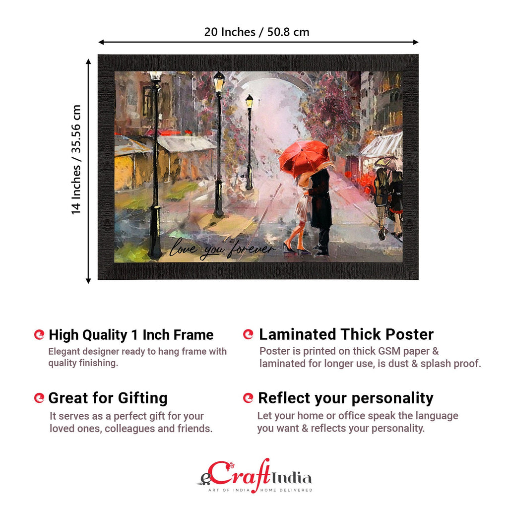Romantic Couple Under Umbrella Love Theme Satin Matt Texture UV Art Painting Kafalo
