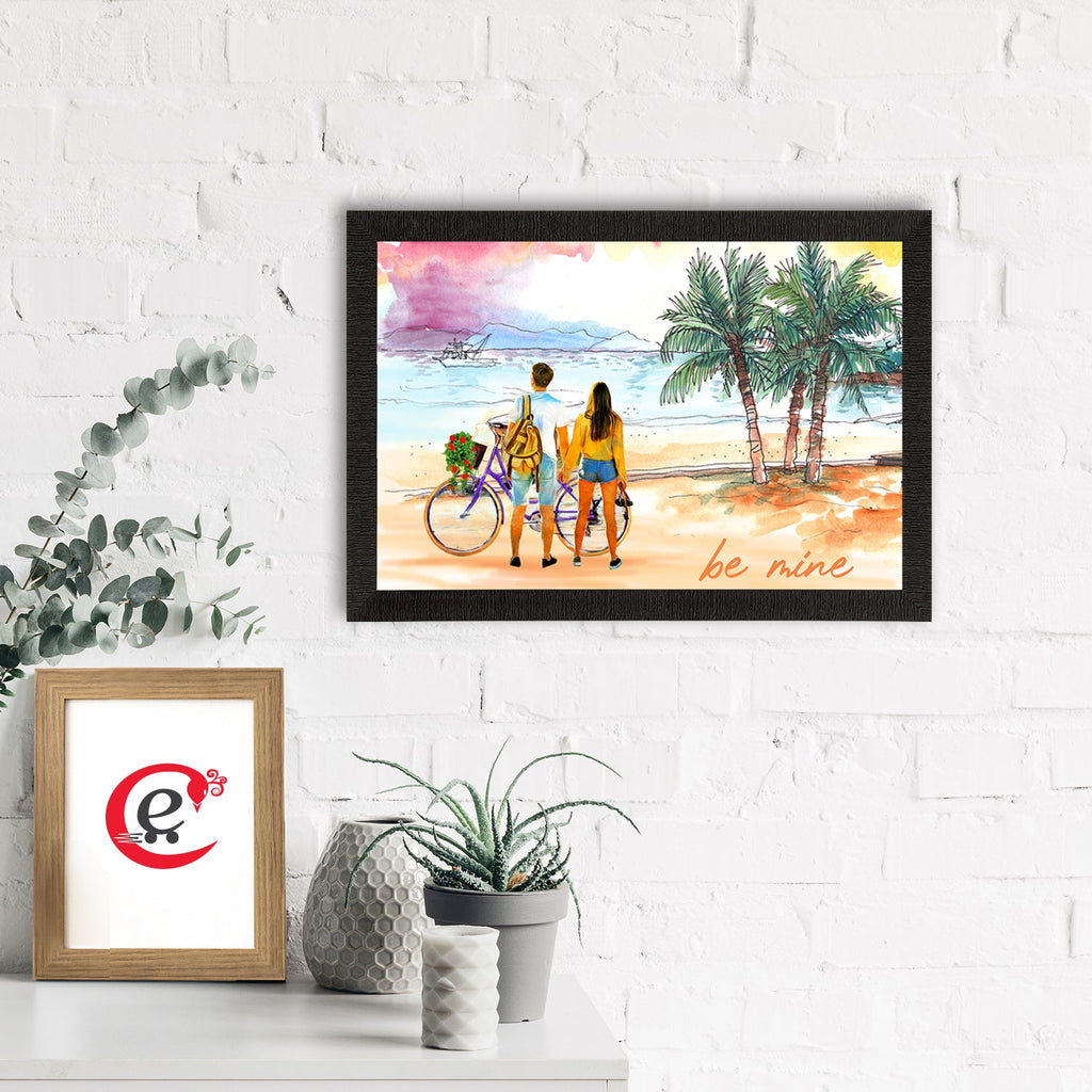 Romantic Couple on Beach Satin Matt Texture UV Art Painting Kafalo