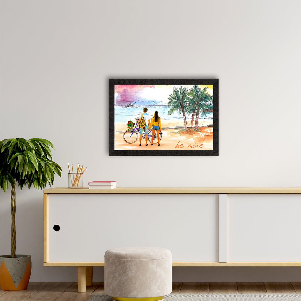Romantic Couple on Beach Satin Matt Texture UV Art Painting Kafalo