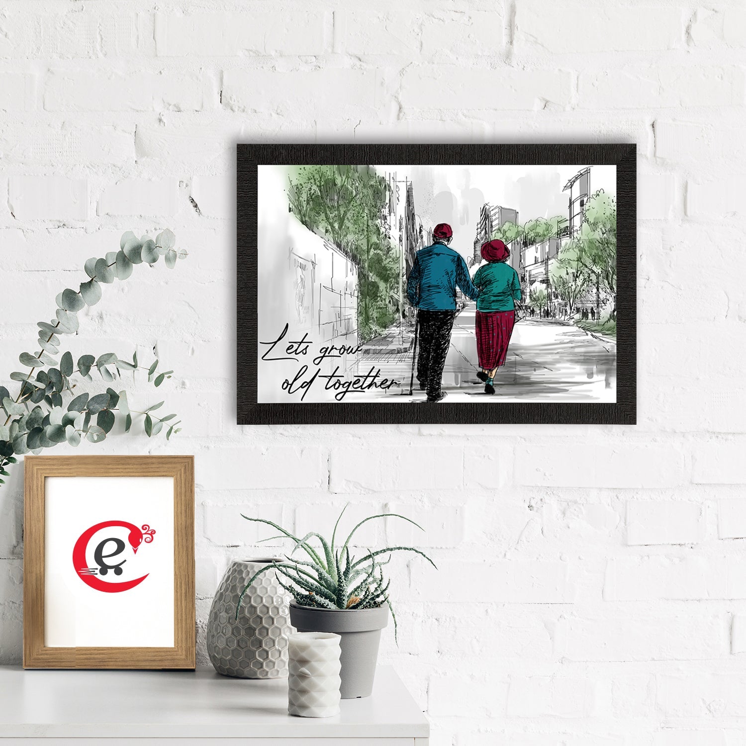 "Lets Grow Old Together" Love Theme Satin Matt Texture UV Art Painting Kafalo