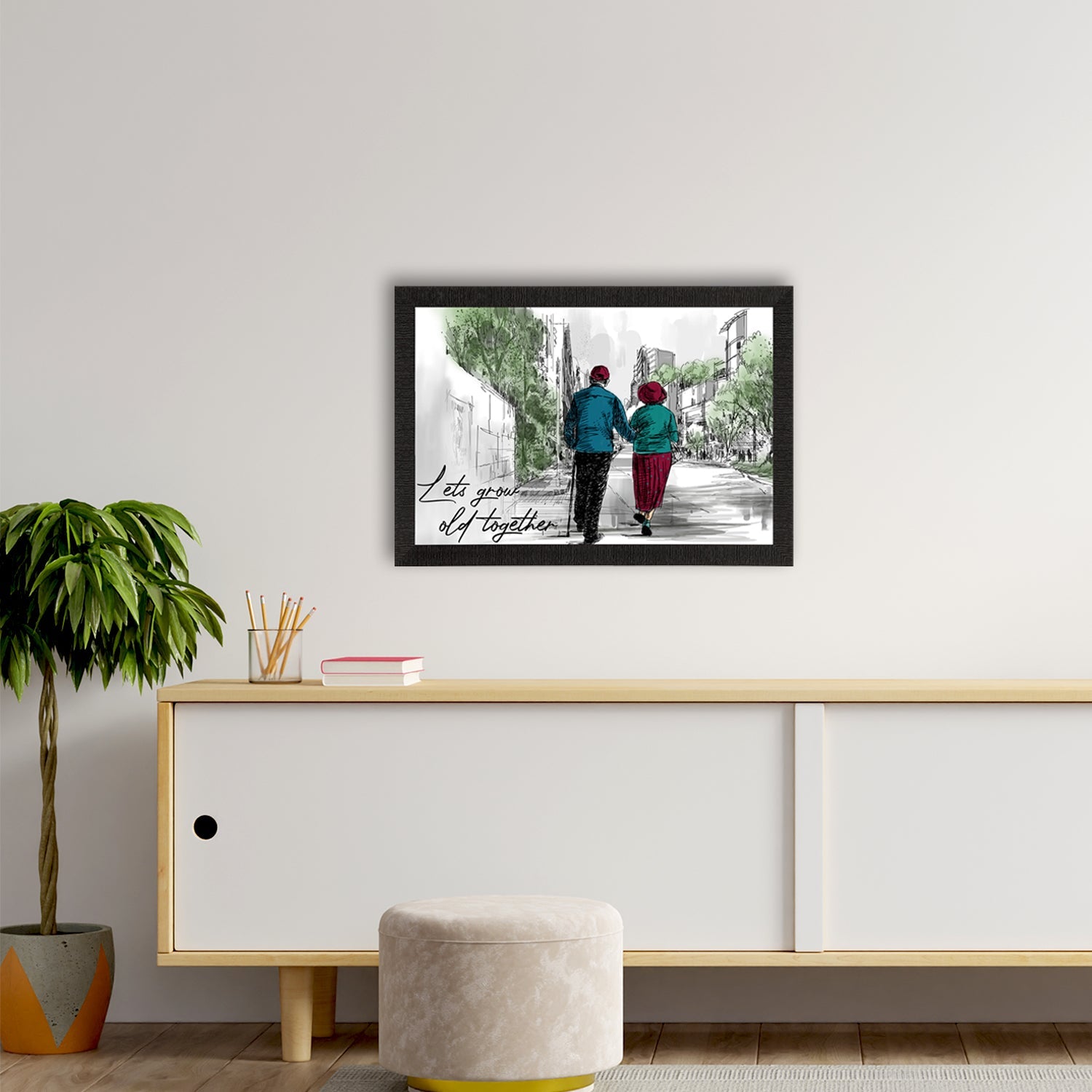 "Lets Grow Old Together" Love Theme Satin Matt Texture UV Art Painting Kafalo