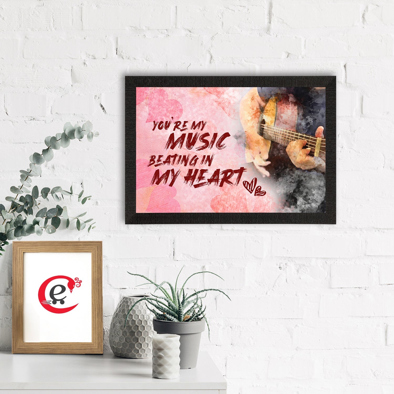"You are my MUSIC beating in MY HEART" Love Theme Quote Satin Matt Texture UV Art Painting Kafalo