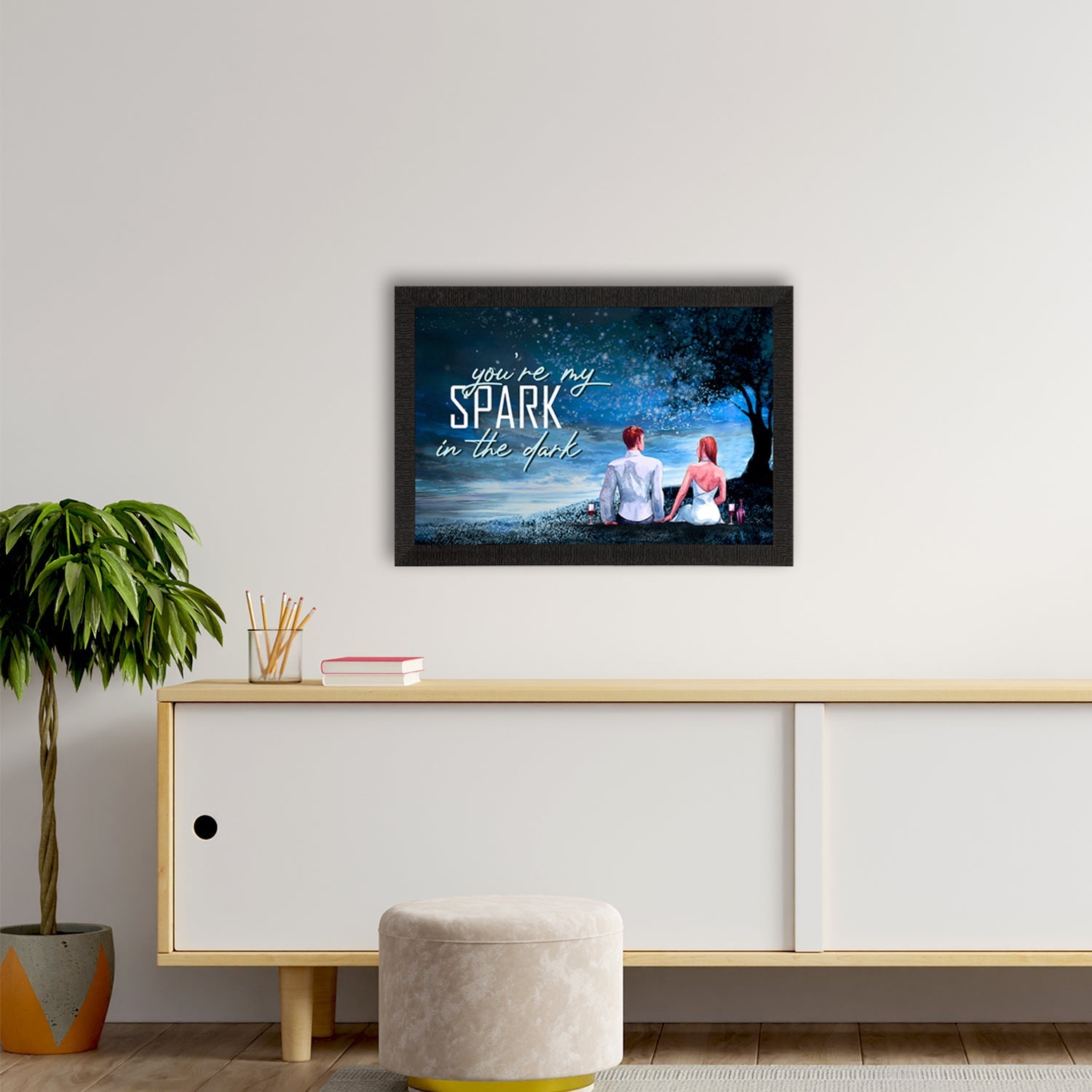 "You are my SPARK in the dark" Love Theme Quote Satin Matt Texture UV Art Painting Kafalo