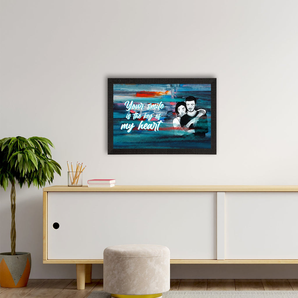 "Your smile is the key of my Heart" Love Theme Quote Satin Matt Texture UV Art Painting Kafalo