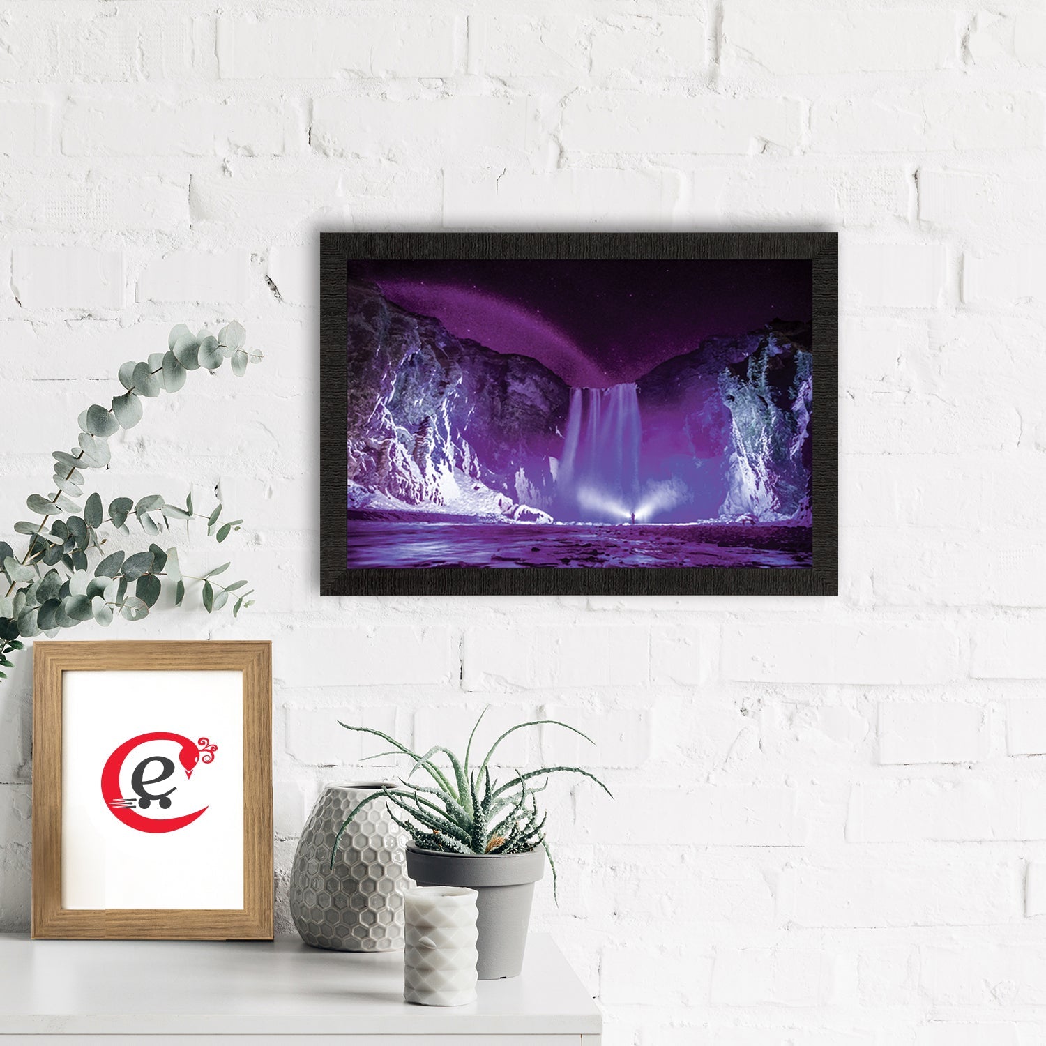 Beautiful Scenic Waterfall View Satin Matt Texture UV Art Painting Kafalo