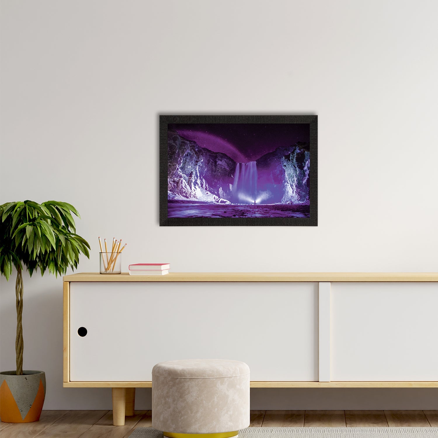 Beautiful Scenic Waterfall View Satin Matt Texture UV Art Painting Kafalo