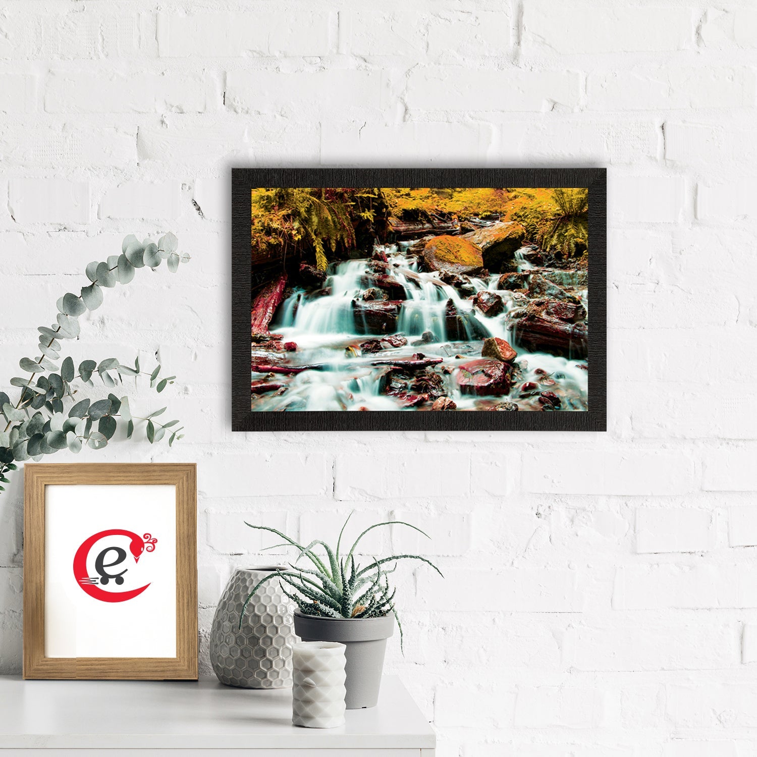 Beautiful Scenic Waterfall View Satin Matt Texture UV Art Painting Kafalo