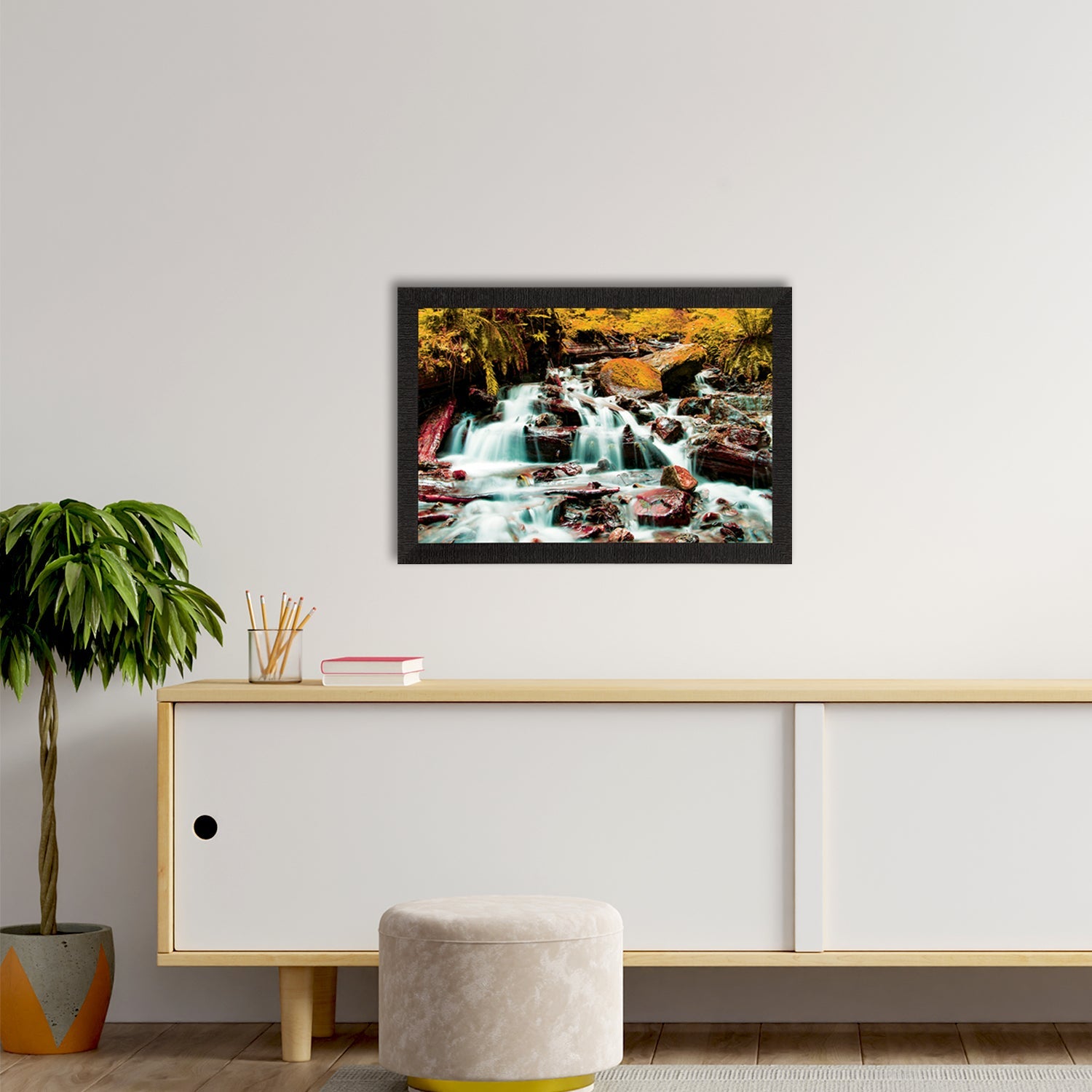 Beautiful Scenic Waterfall View Satin Matt Texture UV Art Painting Kafalo