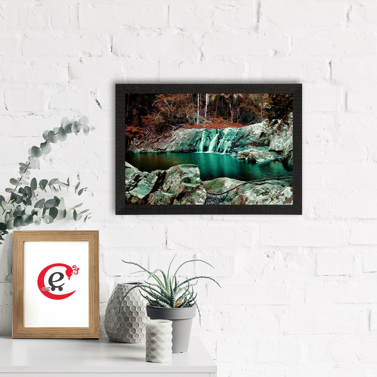Beautiful Scenic Waterfall View Satin Matt Texture UV Art Painting Kafalo