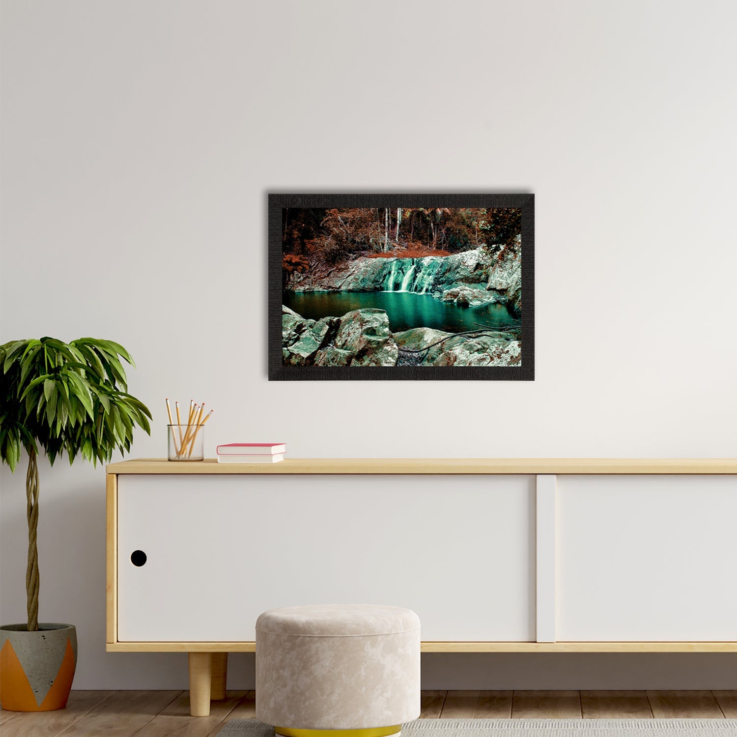 Beautiful Scenic Waterfall View Satin Matt Texture UV Art Painting Kafalo