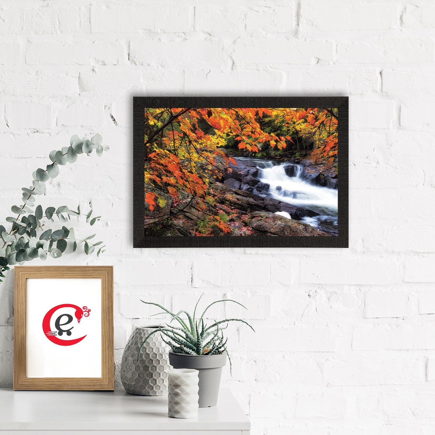 Beautiful Scenic Waterfall View Satin Matt Texture UV Art Painting Kafalo
