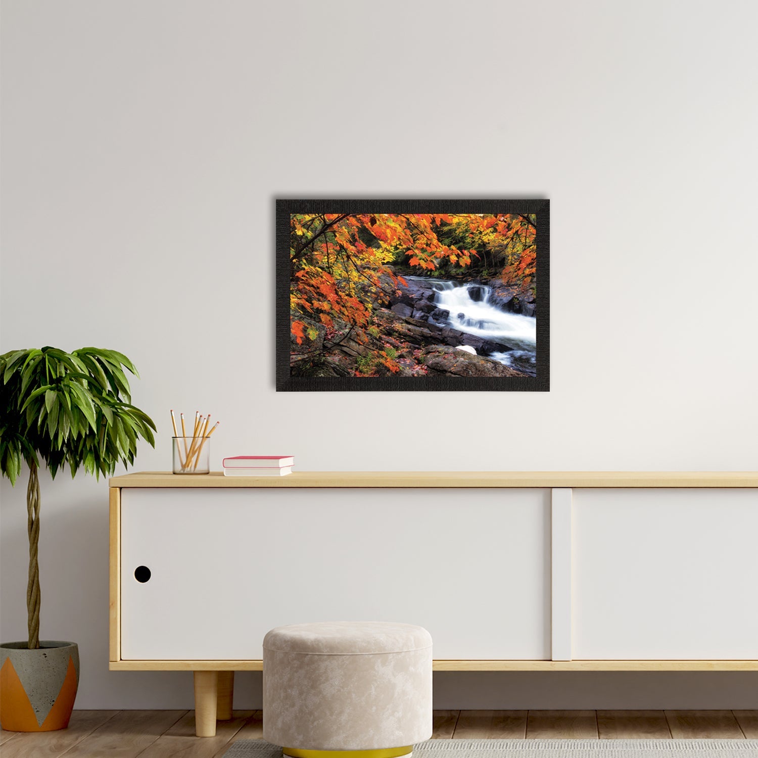 Beautiful Scenic Waterfall View Satin Matt Texture UV Art Painting Kafalo