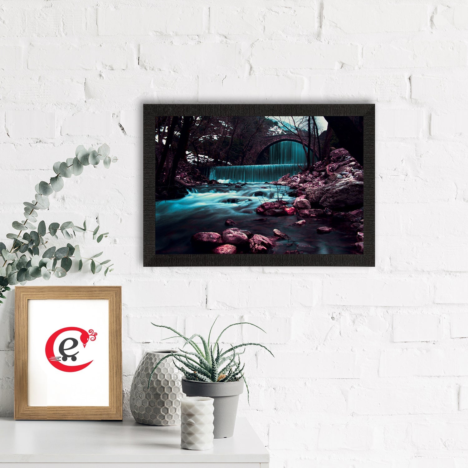 Beautiful Scenic Waterfall View Satin Matt Texture UV Art Painting Kafalo