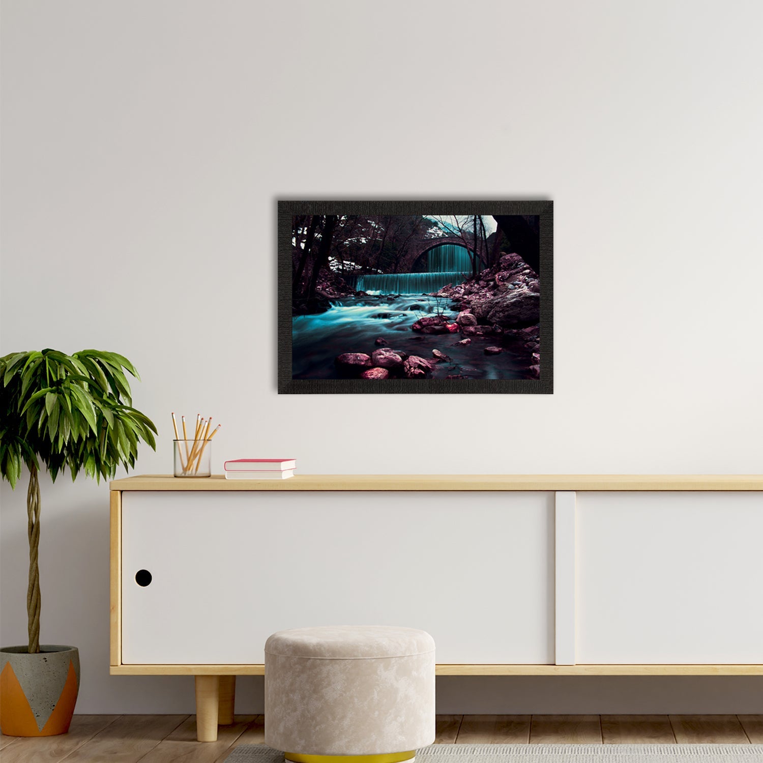 Beautiful Scenic Waterfall View Satin Matt Texture UV Art Painting Kafalo
