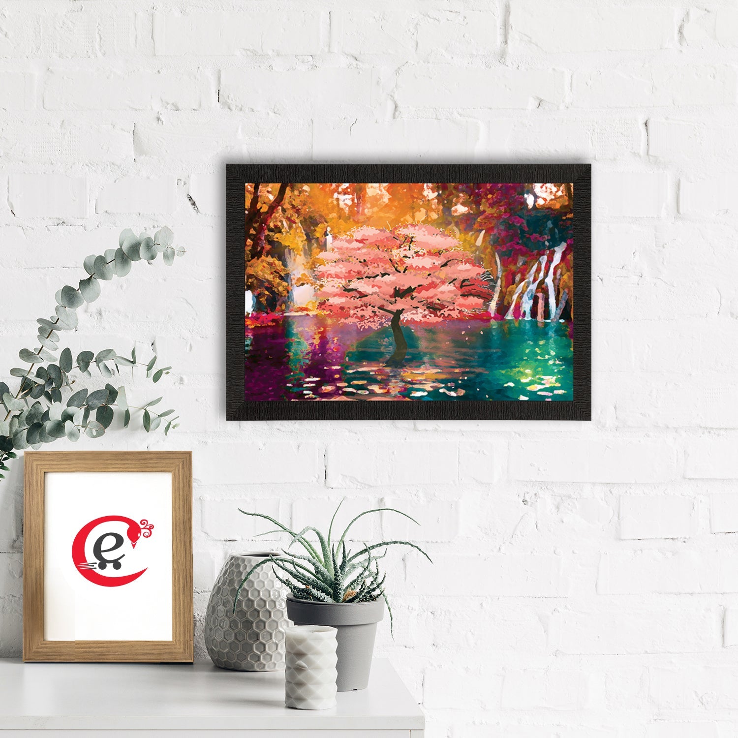 Beautiful Artistic Scenic Waterfall View Satin Matt Texture UV Art Painting Kafalo
