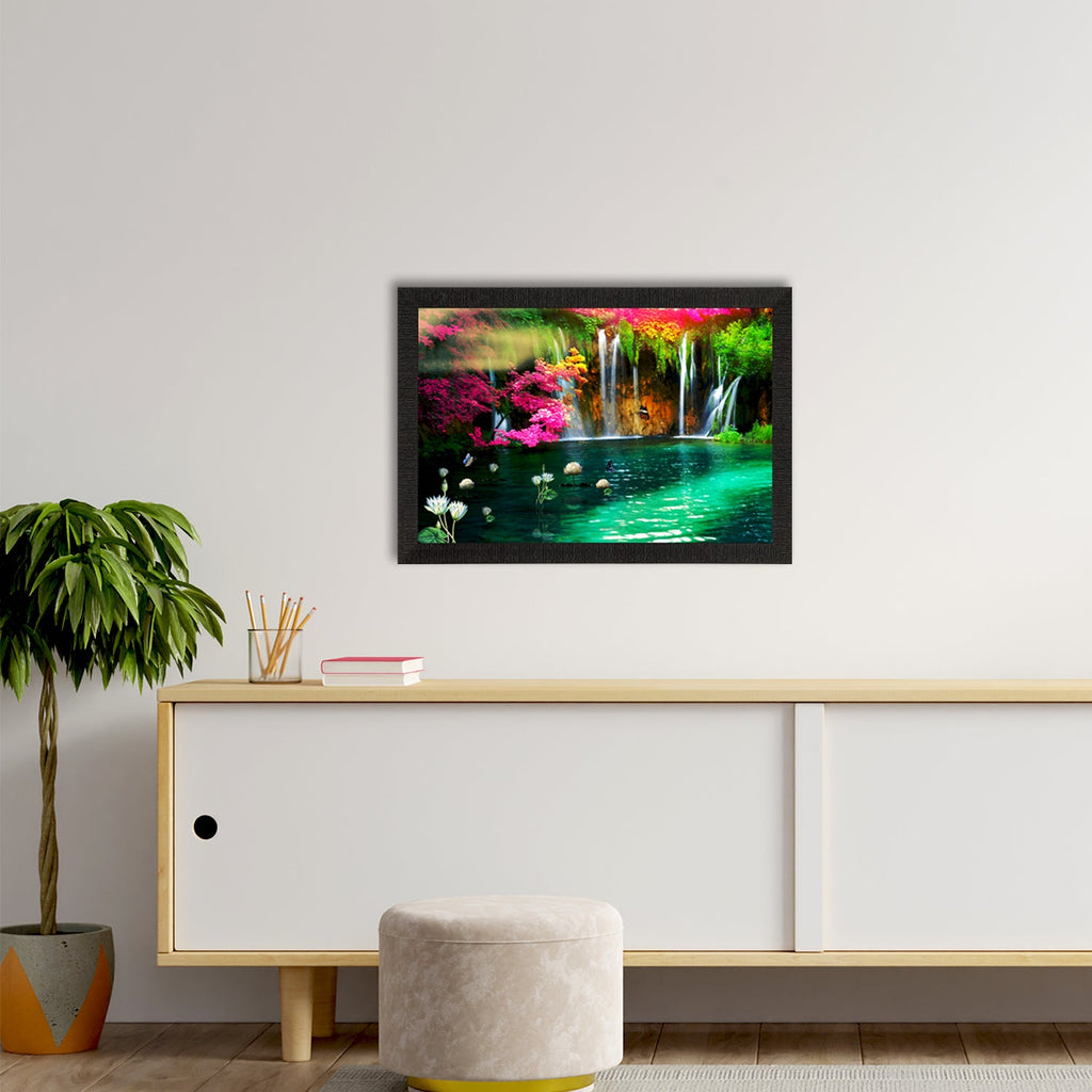 Beautiful Scenic Waterfall View Satin Matt Texture UV Art Painting Kafalo