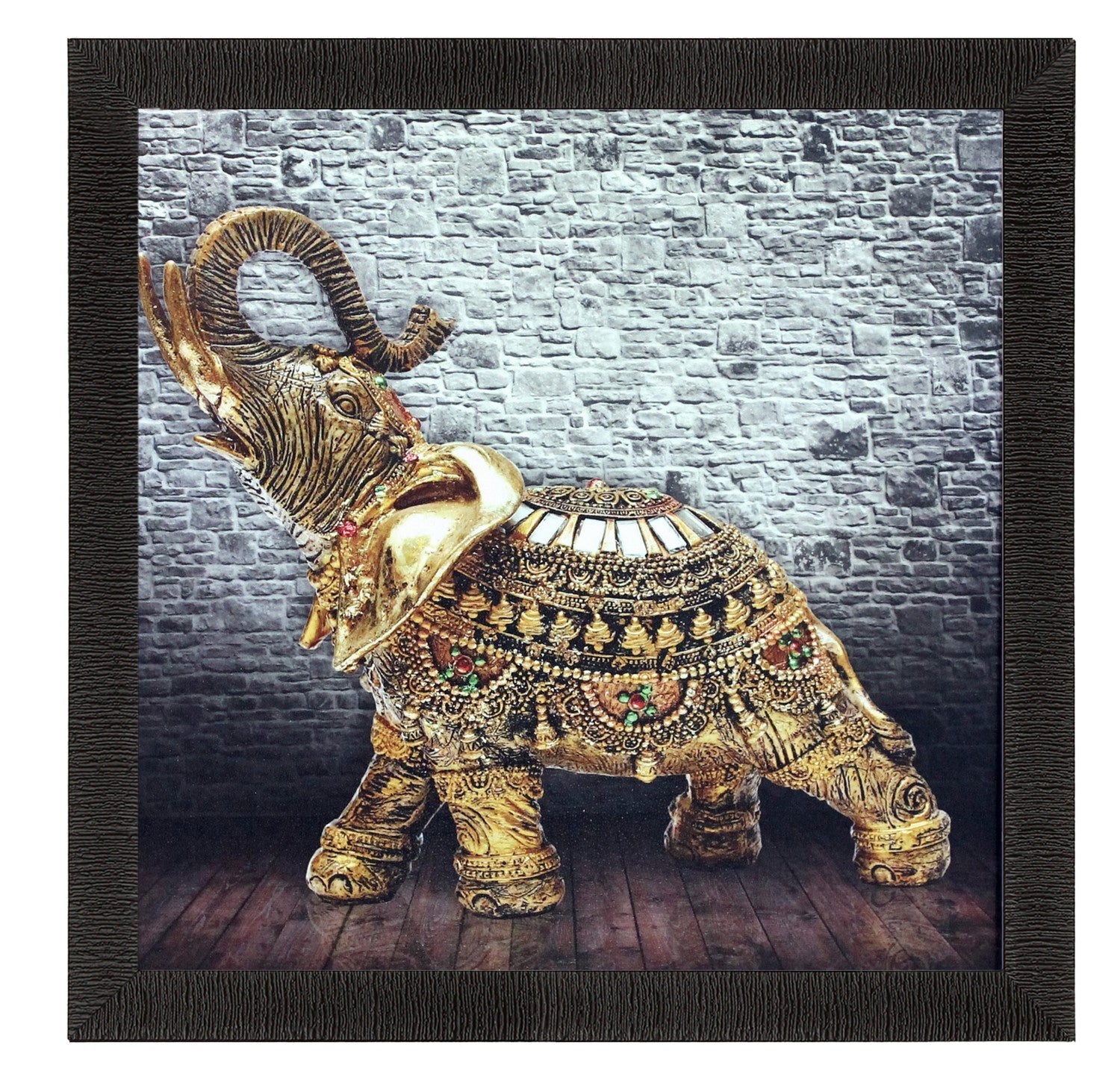 Jewelled Elephant Design Satin Matt Texture UV Art Painting Kafalo