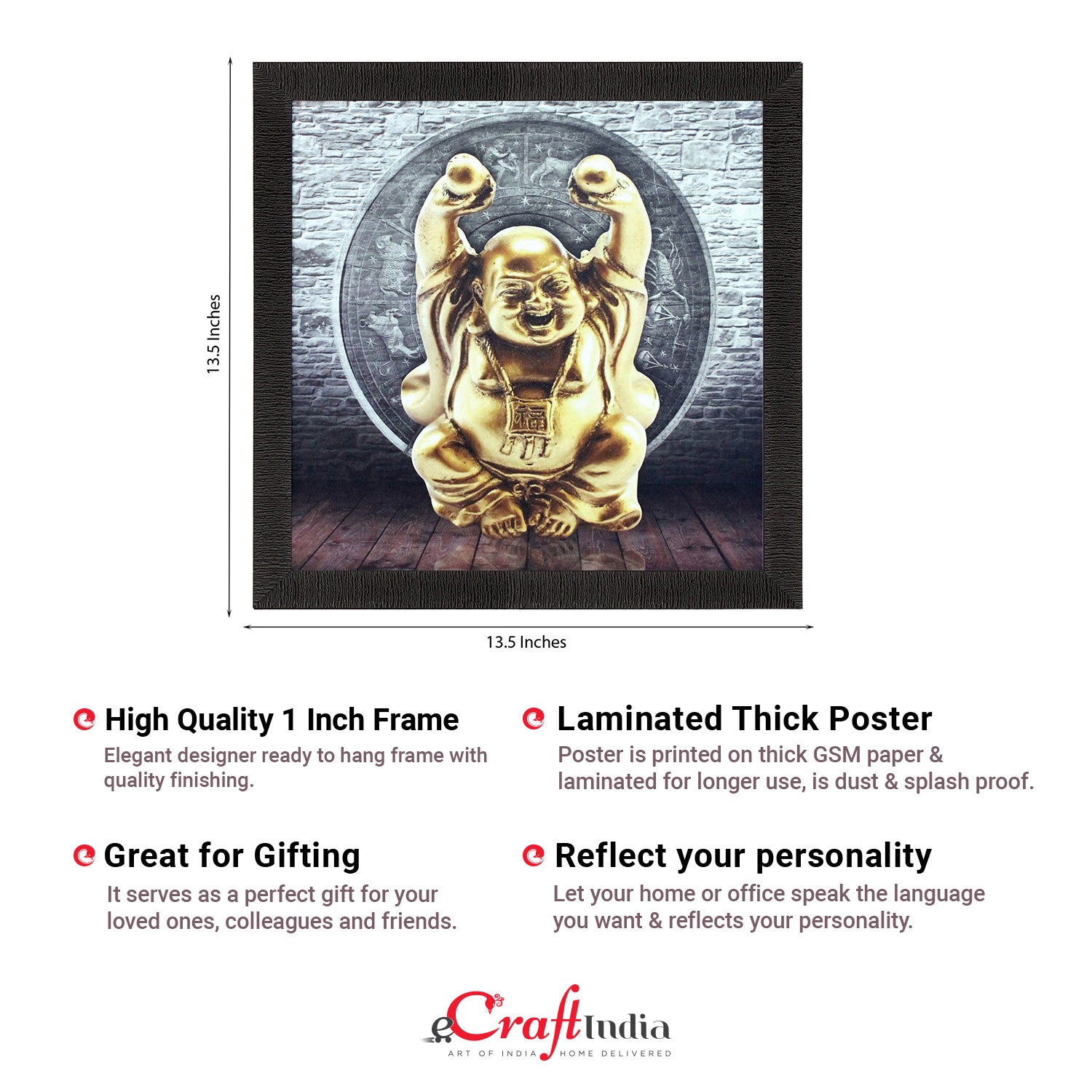 Laughing Buddha Design Satin Matt Texture UV Art Painting Kafalo