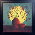 Abstract Pot and Leaves Theme Satin Matt Texture UV Art Painting Kafalo
