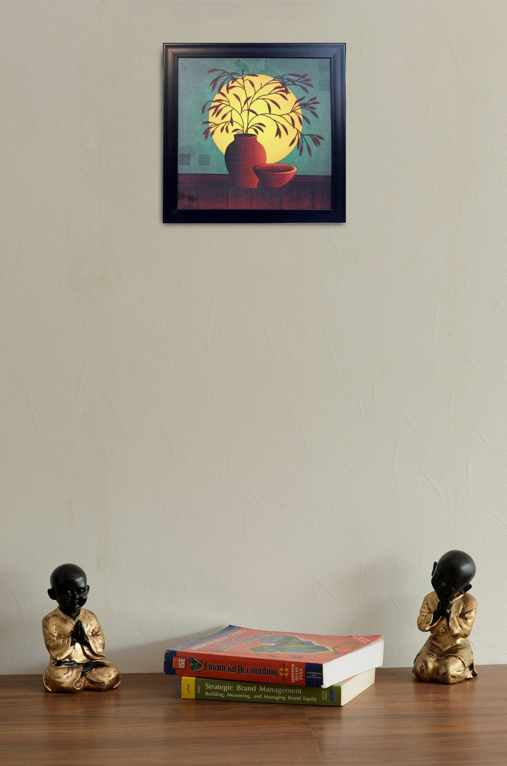 Abstract Pot and Leaves Theme Satin Matt Texture UV Art Painting Kafalo