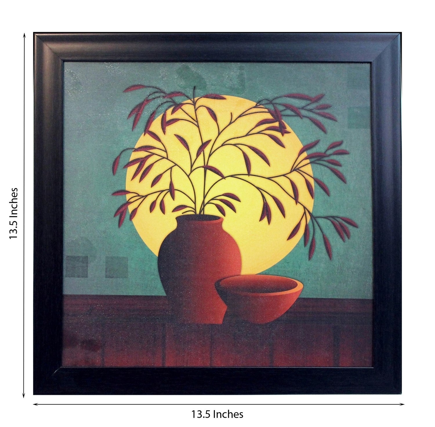 Abstract Pot and Leaves Theme Satin Matt Texture UV Art Painting Kafalo
