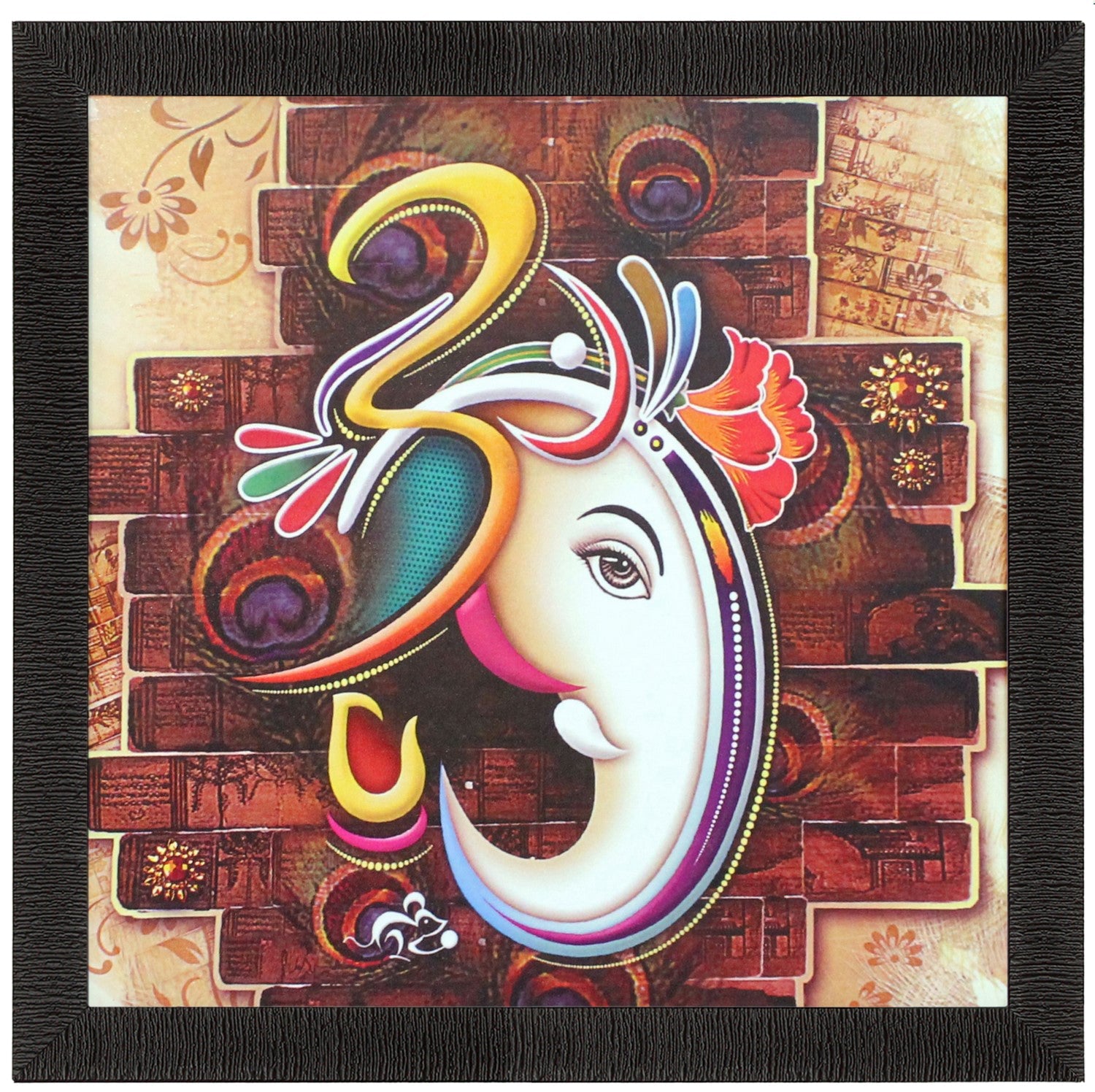 Om Ganesha Design Satin Matt Texture UV Art Painting Kafalo