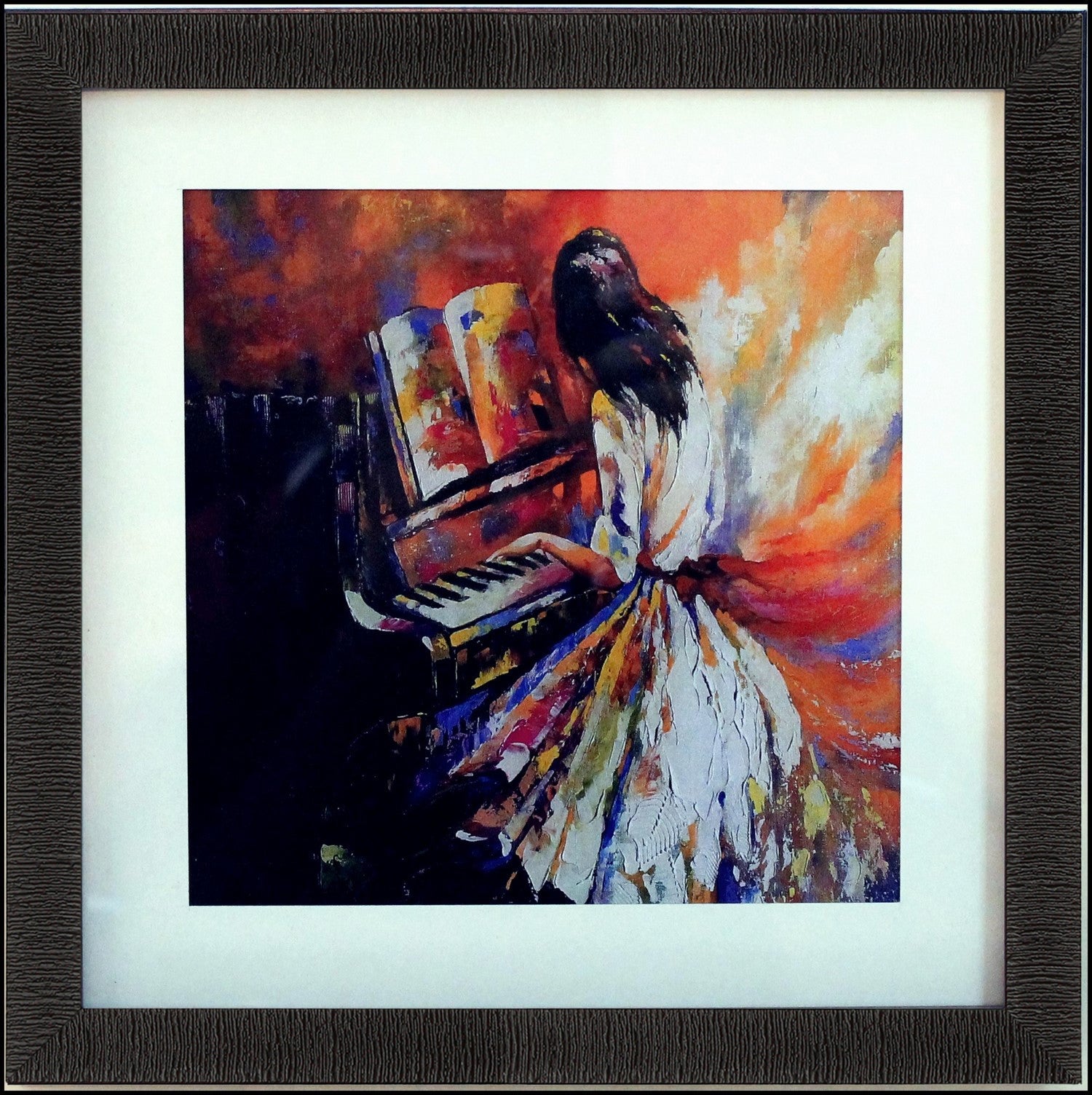 Girl Playing Piano Design Satin Matt Texture UV Art Painting Kafalo