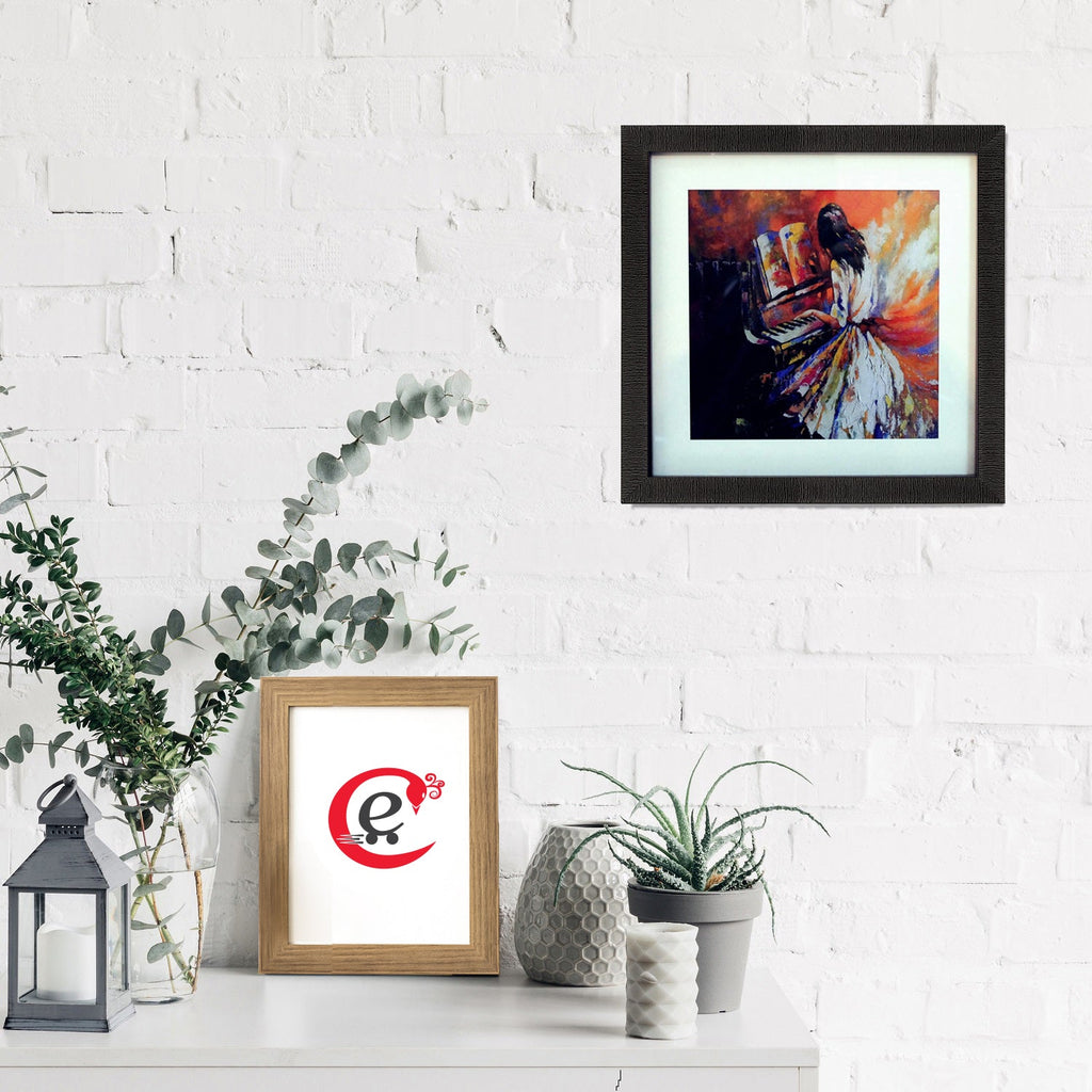 Girl Playing Piano Design Satin Matt Texture UV Art Painting Kafalo
