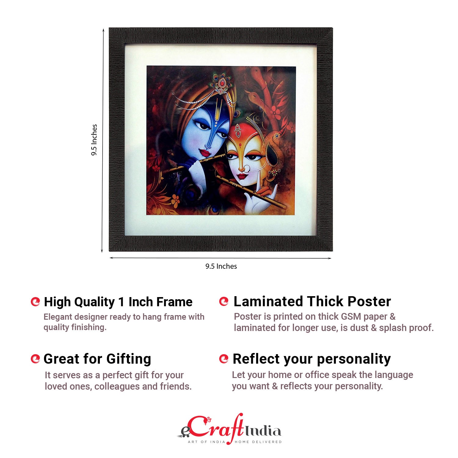 Radha Krishna Satin Matt Texture UV Art Painting Kafalo