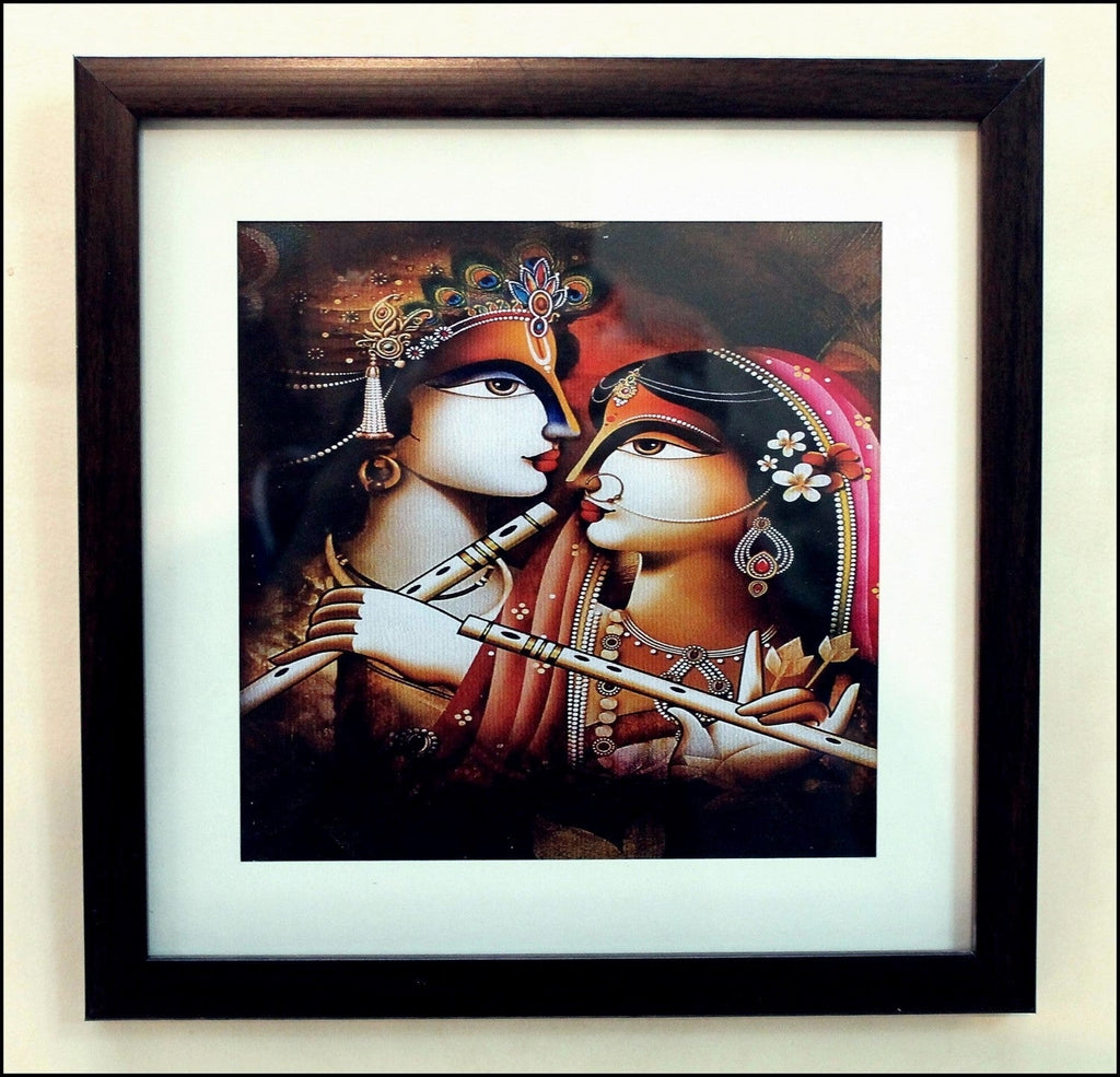 Radha Krishna Satin Matt Texture UV Art Painting Kafalo