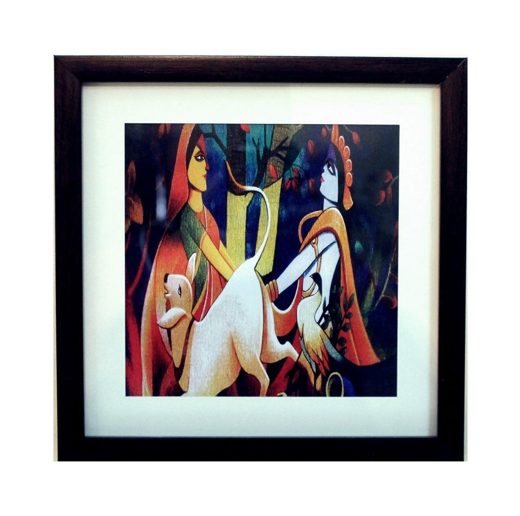 Radha Krishna Satin Matt Texture UV Art Painting Kafalo