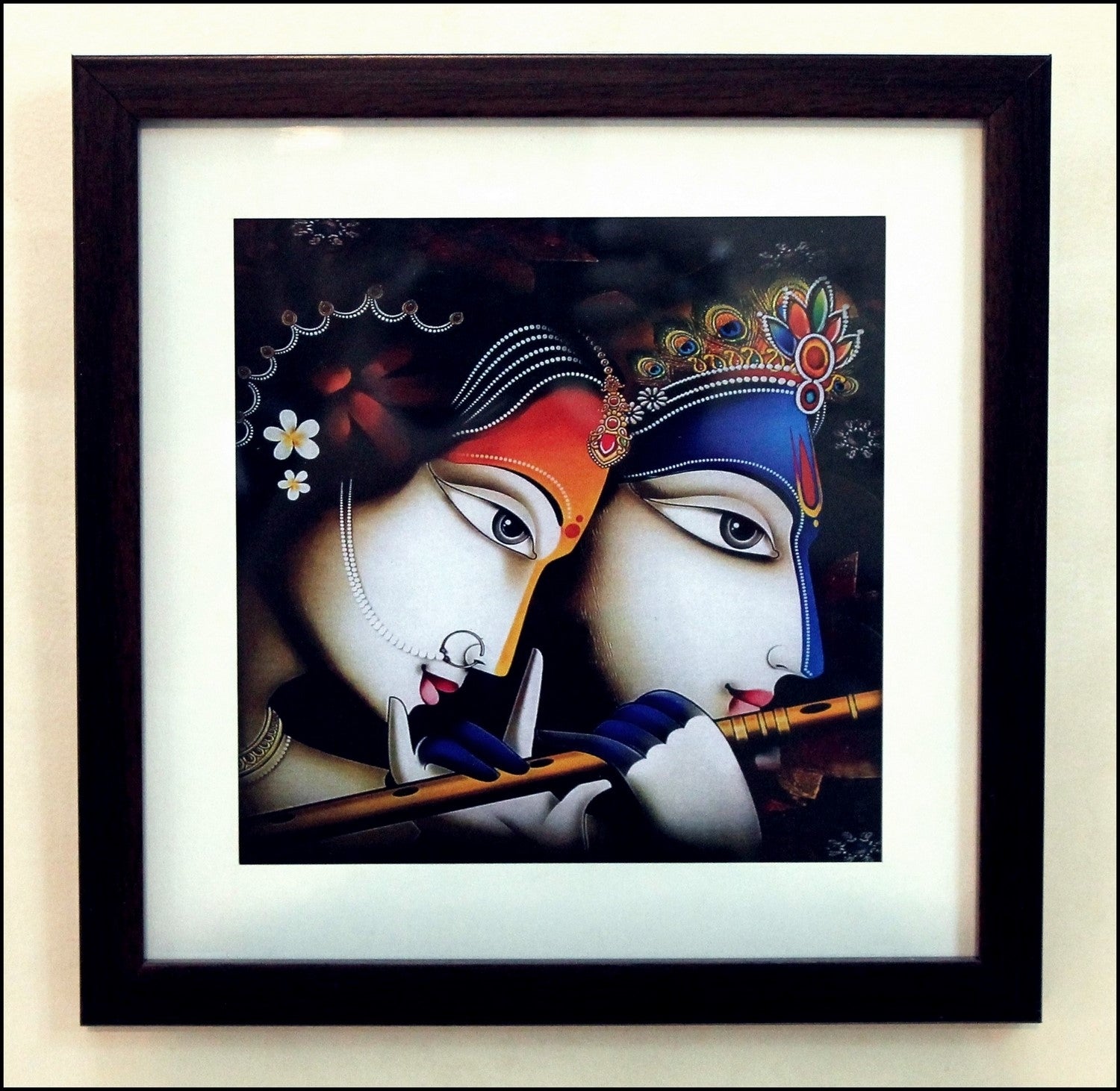 Radha Krishna Satin Matt Texture UV Art Painting Kafalo