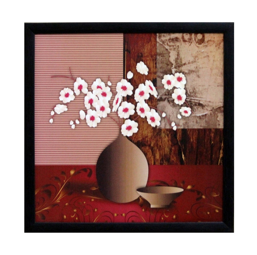 Abstract Pot and Flower Theme Satin Matt Texture UV Art Painting Kafalo