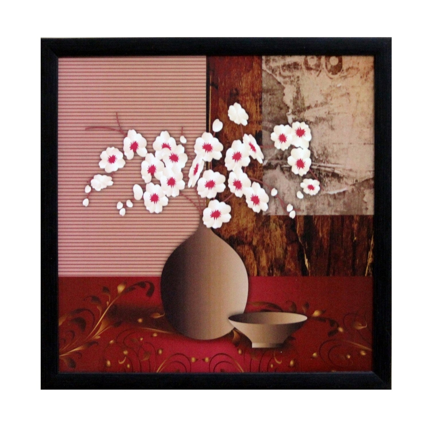 Abstract Pot and Flower Theme Satin Matt Texture UV Art Painting Kafalo