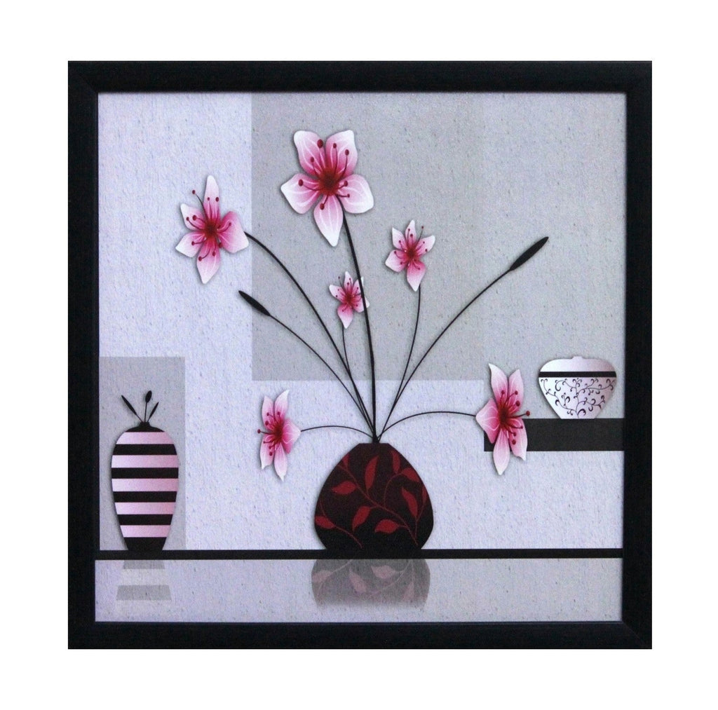 Abstract Pot and Flower Theme Satin Matt Texture UV Art Painting Kafalo