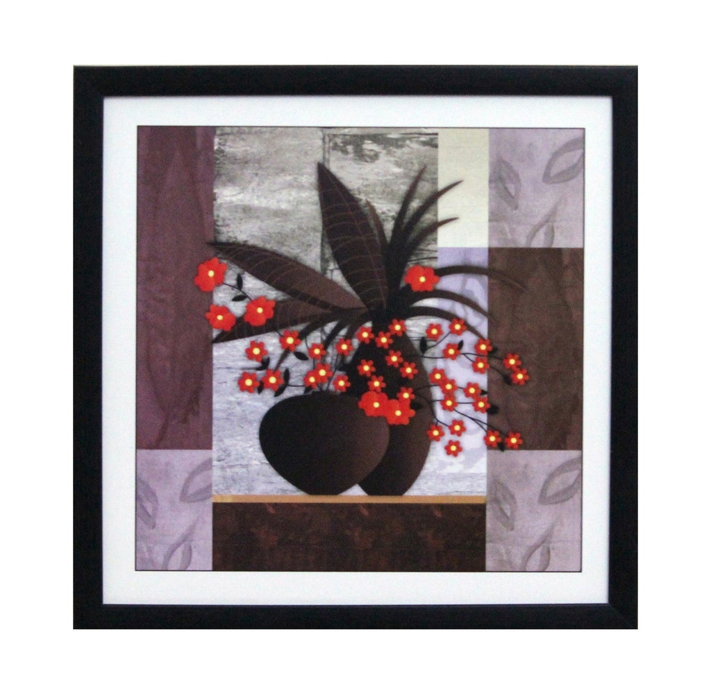 Abstract Pot and Flower Theme Satin Matt Texture UV Art Painting Kafalo